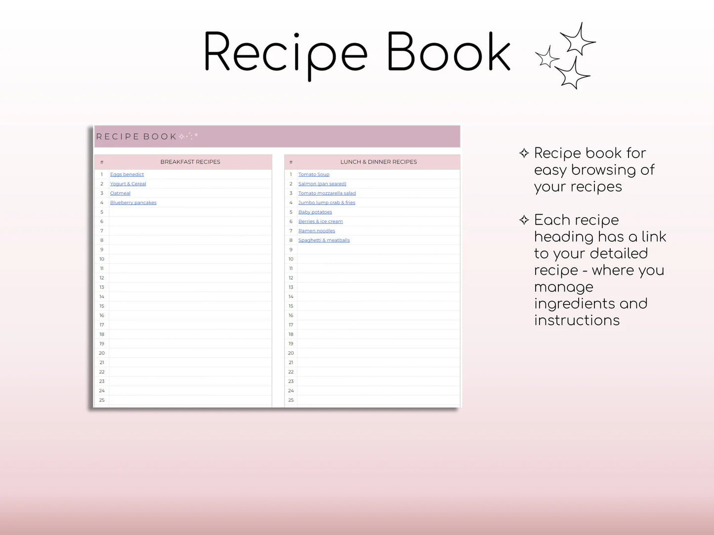 Weekly Meal Planner & Grocery List – Google Sheets & Printable