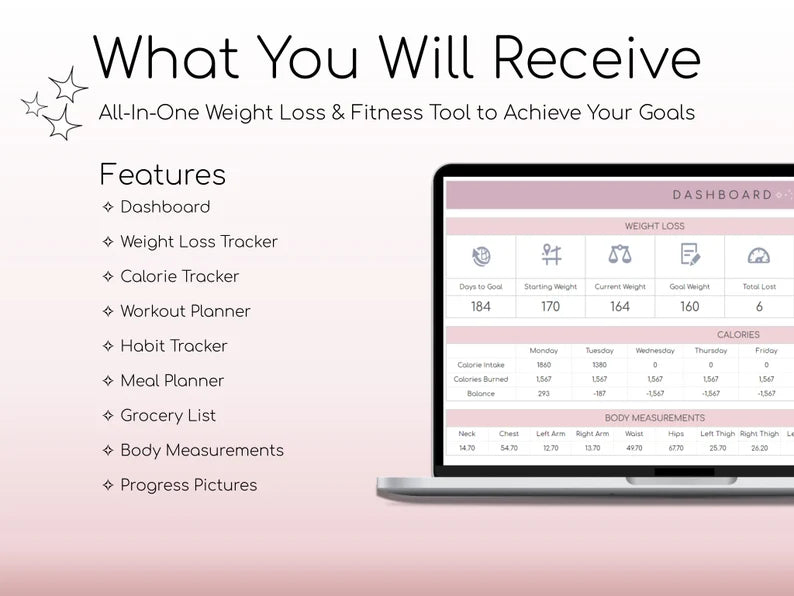 Ultimate Fitness & Weight Loss Tracker – Google Sheets & Printable